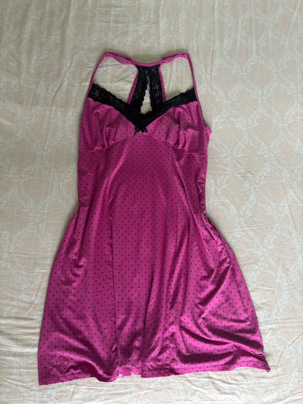 Secret Treasures Magenta with Black Lace and polka dots